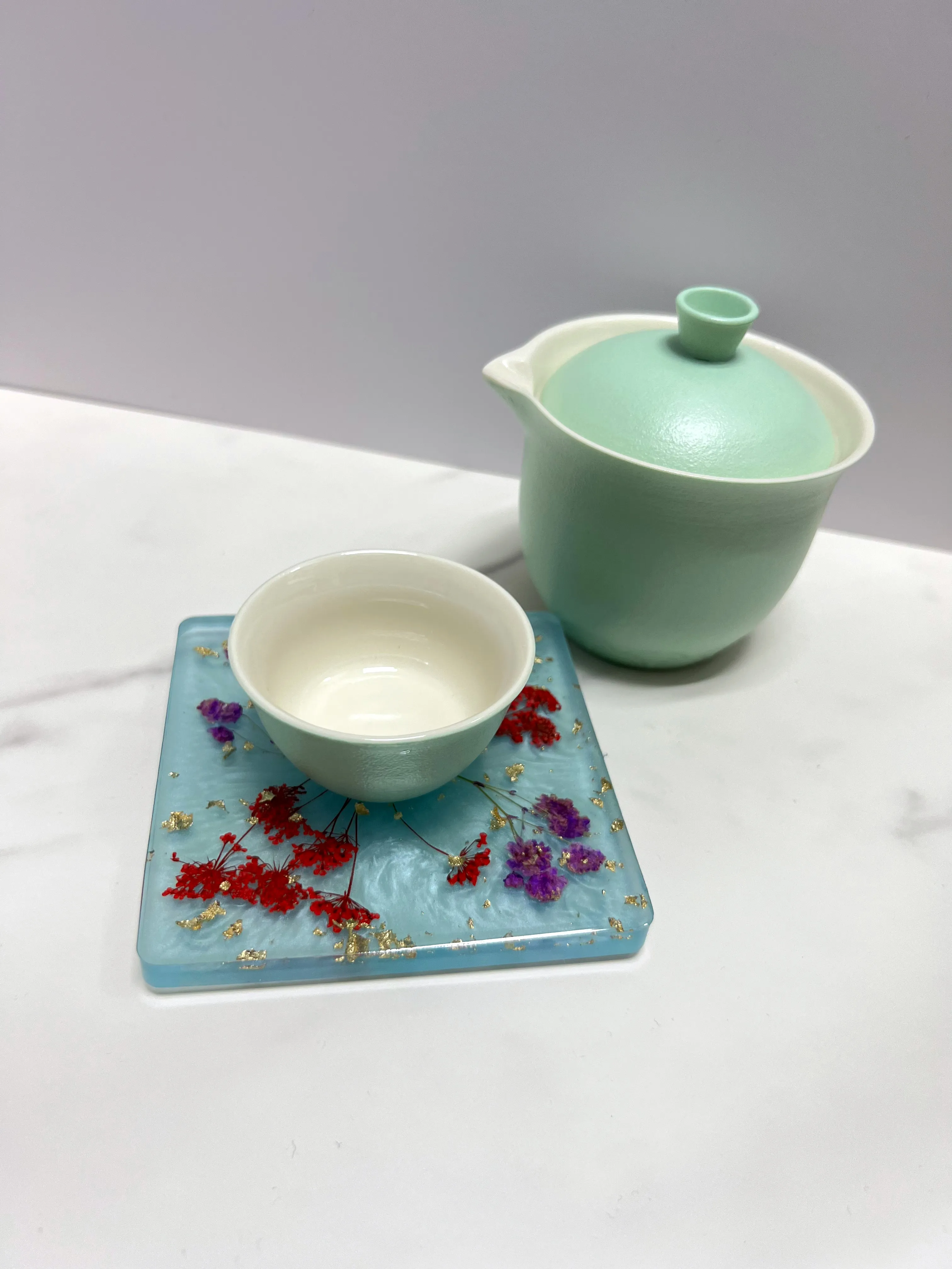 Blue Square Wildflower Coasters — photo 2 of 2